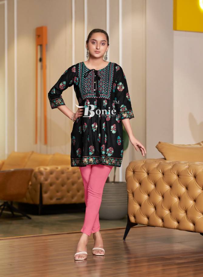 Nikki By Bonie Rayon Printed Short Kurtis Wholesale Price In Surat